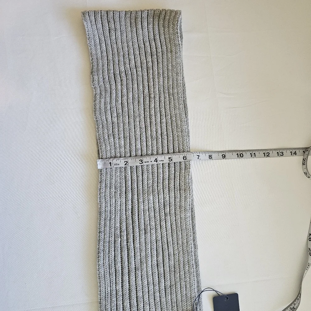 NWT Ralph Sport Ribbed Knit Scarf Gray Black Acrylic Winter Unisex